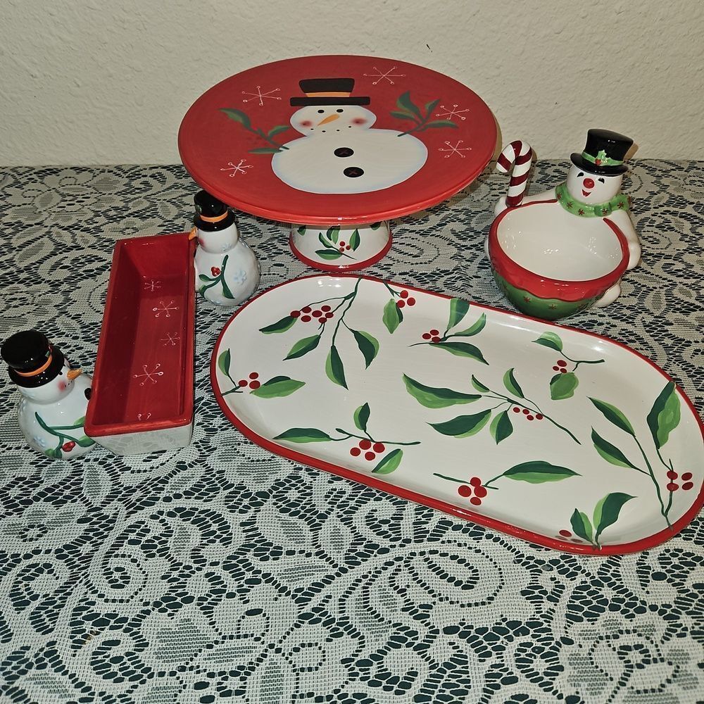 Santa's Workbench Festive Snowman Ceramic Dish Set
